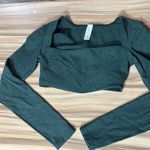 Aerie Dark Green Long workout Sleeve Top